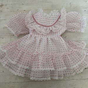 Vintage union made white with red polkadot puffy sleeve dress 2T